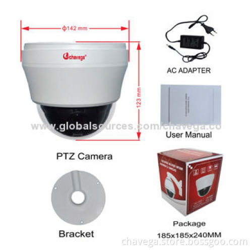 4-inch 1,000TVL Mini PTZ Outdoor IR Dome Camera with 10x Optical Zoom Module